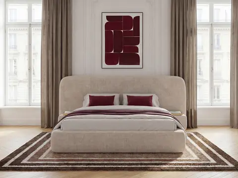 Lit coffre AURAE avec chevets intégrés beige