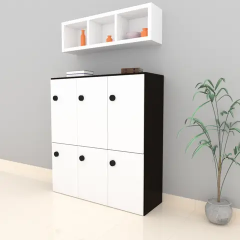 Vestiaire de rangement 6 casiers Quadre — Blanc