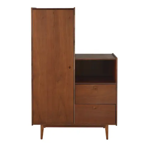 Armoire vintage 1 porte battante 2 tiroirs marron L101