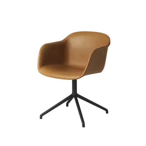 Fiber armchair chaise de bureau avec base pivotante Cognac leather-anthracite black
