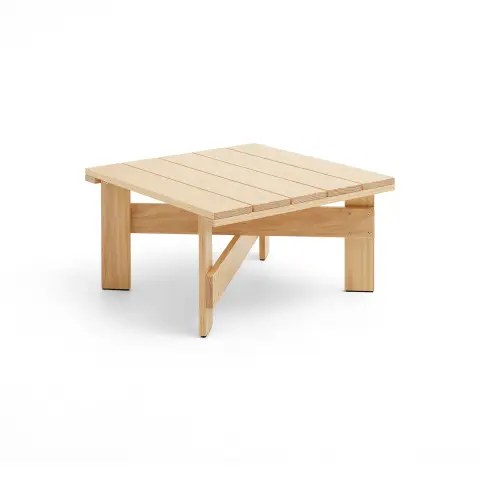 Crate Low Table 75,5x75,5 cm pin laqué Transparent