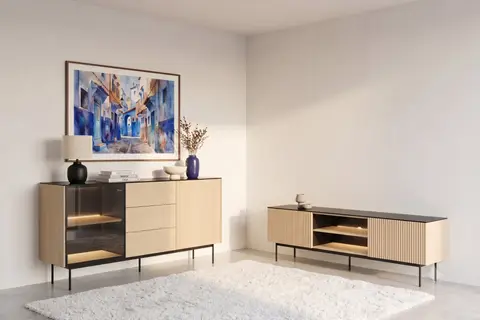 Ensemble meuble Ponant - Ensemble Buffet & TV Chêne clair 180 cm x 39 cm x 84 cm
