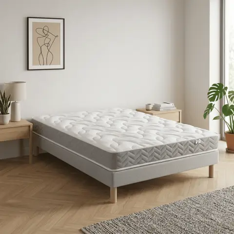 Ensemble Matelas Botaniste 100% Latex + Sommier Base Ferme