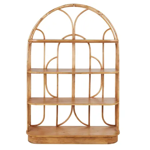 Etagère en bois de manguier et rotin, L128 cm