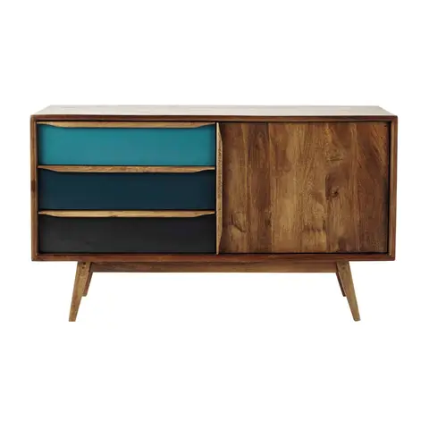 Buffet vintage en manguier bleu L127
