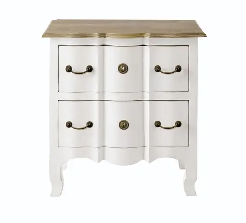 Table de chevet 2 tiroirs en acacia et manguier blanche