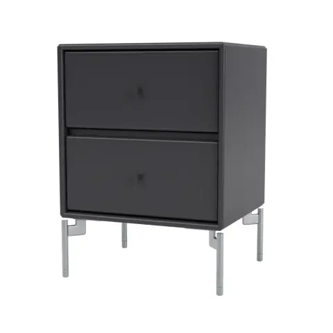Table de chevet Drift anthracite 04, pieds chromés