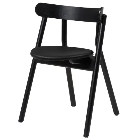 Chaise Oaki assise en cuir Chêne noir