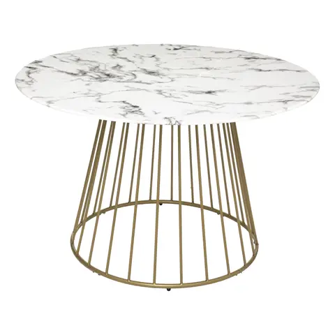 Table à manger ronde en verre trempé aspect marbre