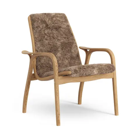 Fauteuil Laminett chêne huilé/peau de mouton Sahara (marron nougat)