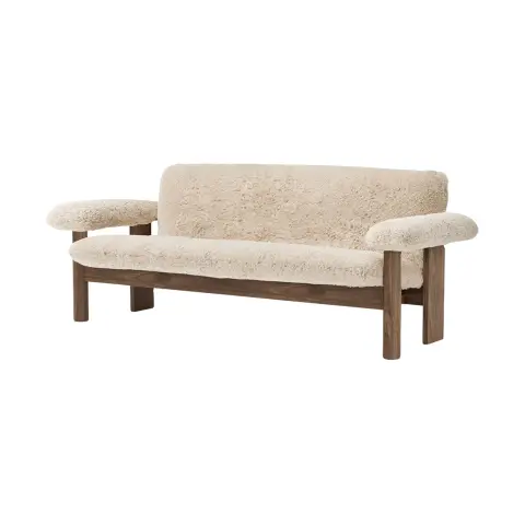 Canapé 2 places Brasilia Walnut-Nature sheepskin curly