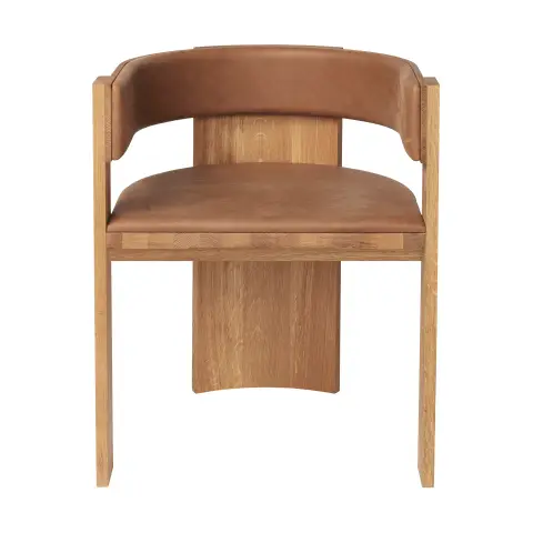 Chaise Collector Chêne verni chaud-cuir cognac
