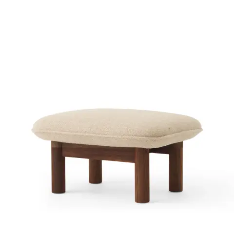 Repose-pieds Brasilia Bouclé 02 beige-structure en noyer