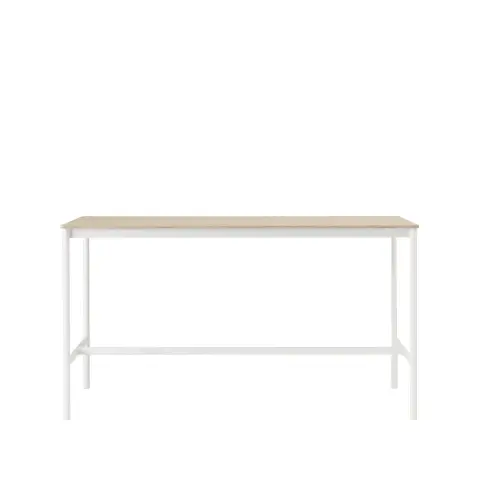 Table de bar Base High oak, structure blanche, bord en contreplaqué, l85 L190 H105