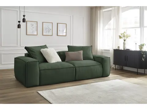 Canapé droit ultra moelleux 3 places BOHEME chiné vert