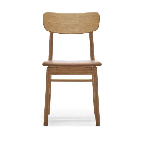 Chaise Prima Vista en chêne huilé Cuir Elmosoft 43807 cognac