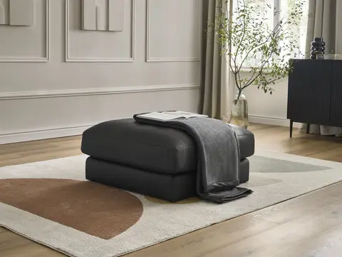 Pouf LEONARD cuir de vache noir
