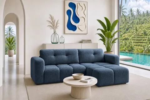 Canapé d'angle Romy 3 Pl Bleu 273 cm x 176 cm x 91,5 cm