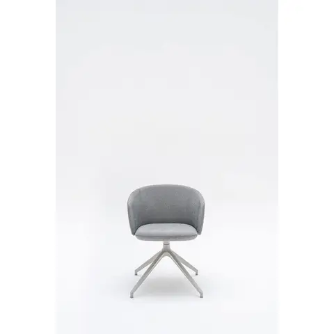 Chaise de réunion moderne piétement gris et assise en tissu graphite Albane Graphite — Graphite