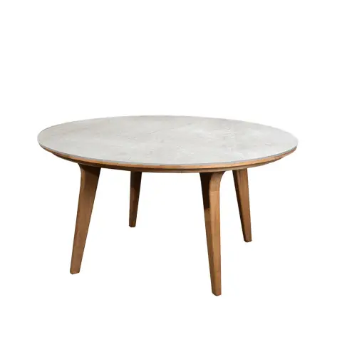 Table à manger Aspect ronde Fossil grey-teak