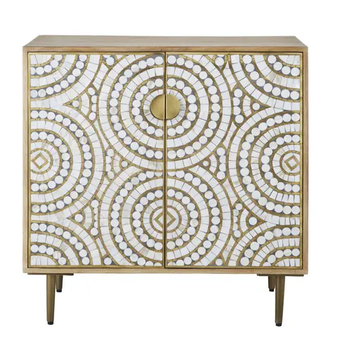 Buffet 2 portes finition résine et nacre L80