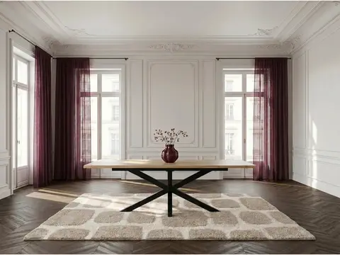 Table extensible SABINE bois massif d'acacia et métal
