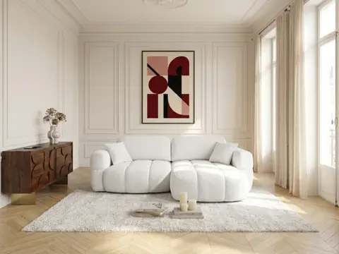 Canapé d'angle réversible MADISON texturé blanc