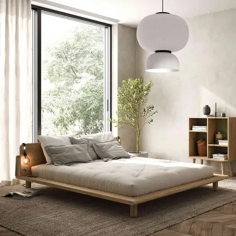 Lit en pin massif naturel PEEK BED 140x200 + matelas futon COMFORT écru
