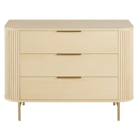 Commode en bois de frêne, placage frêne et érable, L110 cm