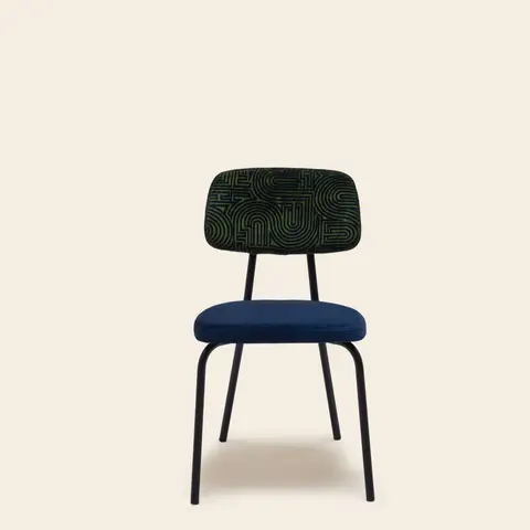 Chaise Ysabeau Klark bleu nuit et vert olive