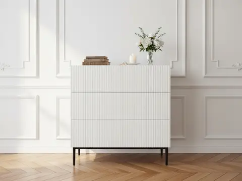 Commode KASHA 3 tiroirs pieds noir blanc