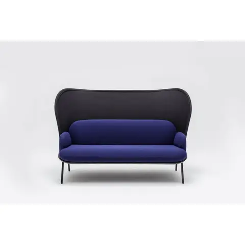 Canapé moderne d'accueil avec dossier haut noir et assise bleue marine Luna Bleu marine — Bleu marine