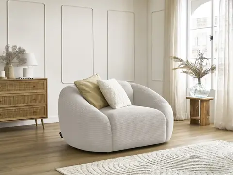 Fauteuil TINA velours côtelé beige