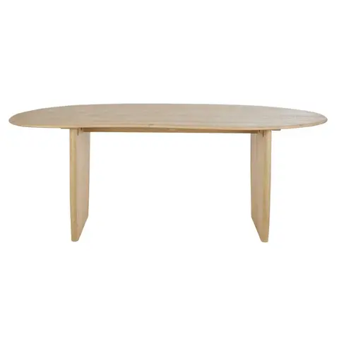 Table à manger en bois de frêne massif beige 6/8 personnes L200