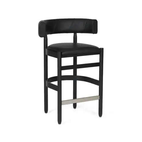 Tabouret de bar Botero Cuir Tärnsjö noir-chêne laqué noir
