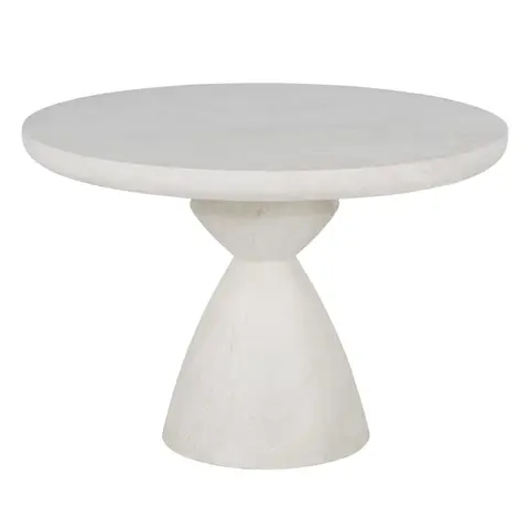 Table de jardin ronde en béton imitation travertin 4 personnes D110