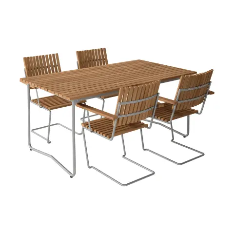 Table Bovik + 4 chaises teck stativ galvanisé à chaud