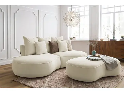 Canapé droit 3 places SAINT-GERMAIN texturé avec pouf beige