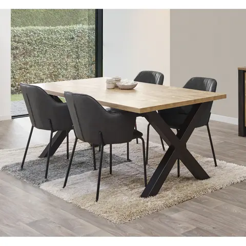 Table de salle à manger style industriel marron teck Ophelia Marron teck — Marron teck