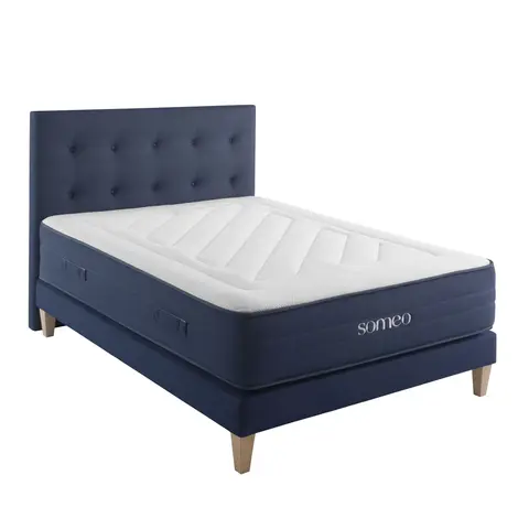 Ensemble matelas ressorts, latex et mémoire de forme, sommier, pieds et tête de lit Rêve 700