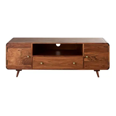 Meuble TV en bois d'acacia massif, L140 cm