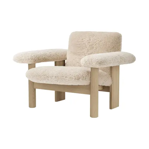 Fauteuil Brasilia low back Natural oak-Nature sheepskin curly