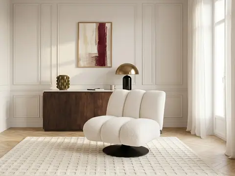 Fauteuil pivotant JANISSAIRE bouclette blanc