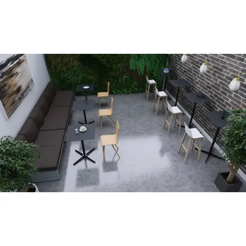 Table de restauration carrée en métal noir pour extérieur Klik Noir — Noir