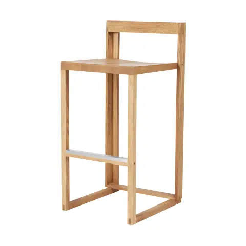 Tabouret de bar Outline Chêne laqué chaud-acier brossé