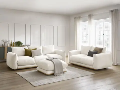Ensemble canapé droit 3+2 places ERNEST avec pouf beige