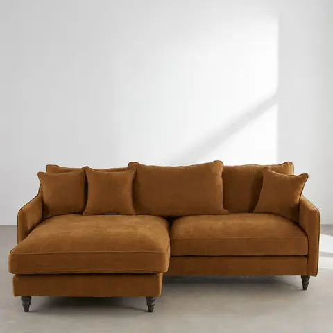 Canapé d'angle réversible 4/5 places coloris bronze