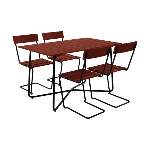 Table B25A + 4 chaises 1 chêne rouge foncé-stativ noir