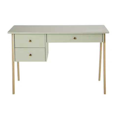 Bureau vert et pieds en bois de chêne, L120 cm
