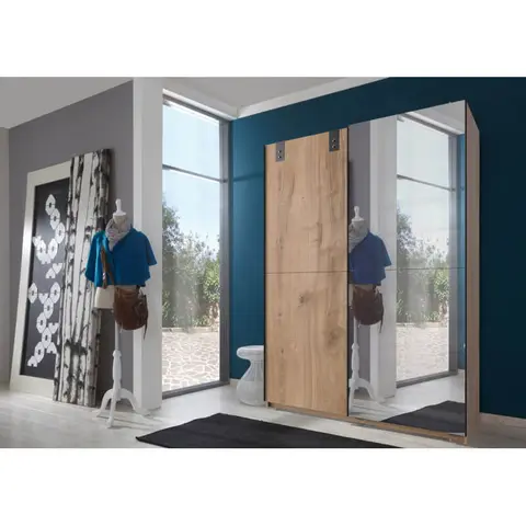 Armoire adulte contemporaine chêne/graphite Charlène II Chêne/graphite — Chêne